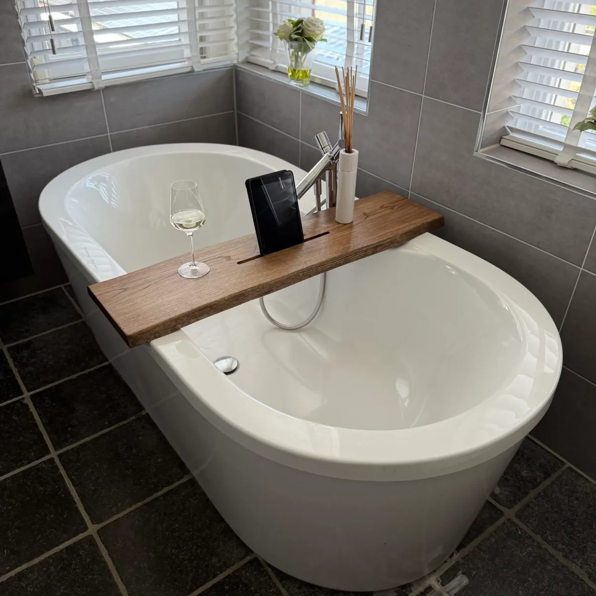 Badplank eikenhout boomstam Black Brown - Afbeelding 2