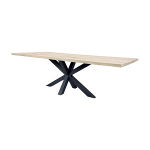 Massief eiken tafel recht met stalen matrix poot