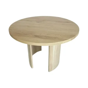 Massief eiken tafel rond met halve manen poten hout