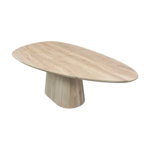 Massief eiken kiezel tafel met eiken kolompoot