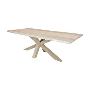 Massief eiken tafel boomstamkant met eiken matrixpoot
