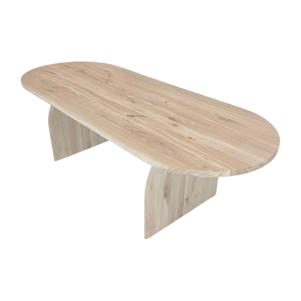 Massief eiken tafel Brits ovaal met eiken plathout poten - Afbeelding 7