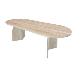 Massief eiken Brits ovale tafel met houten driehoek poten