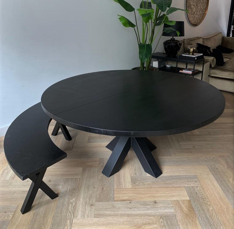 Ronde tafel Rita uitschuifbaar eiken zwart - Afbeelding 2