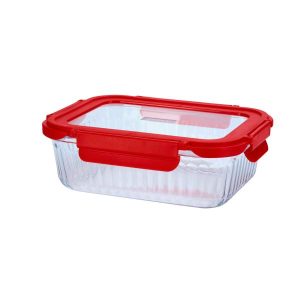Braadslede-Diepvriesdoos glas 1040ml rood Cookai